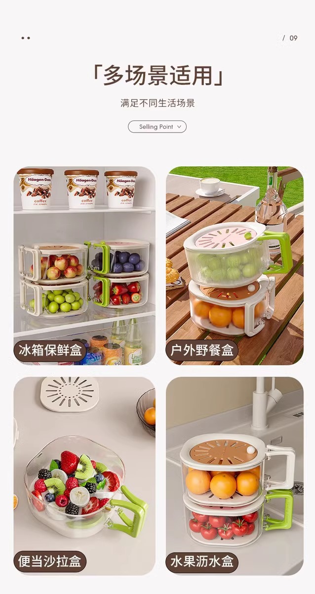 沥水篮厨房洗菜盆圆形洗菜篮家用水果清洗盆菜篮子洗菜筐水果盘详情15