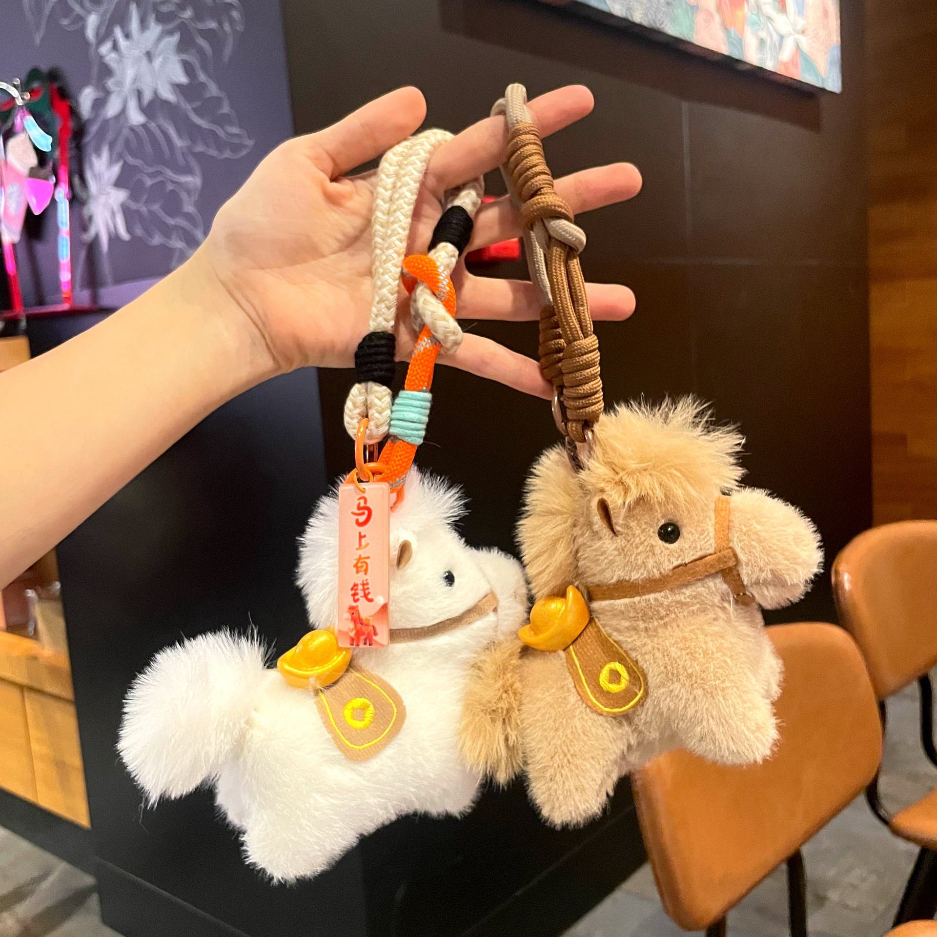 2026 Year of the Horse mascot Plush horse keychain pendant, popular Yuan BMW doll, cute bag pendant gift pic 2