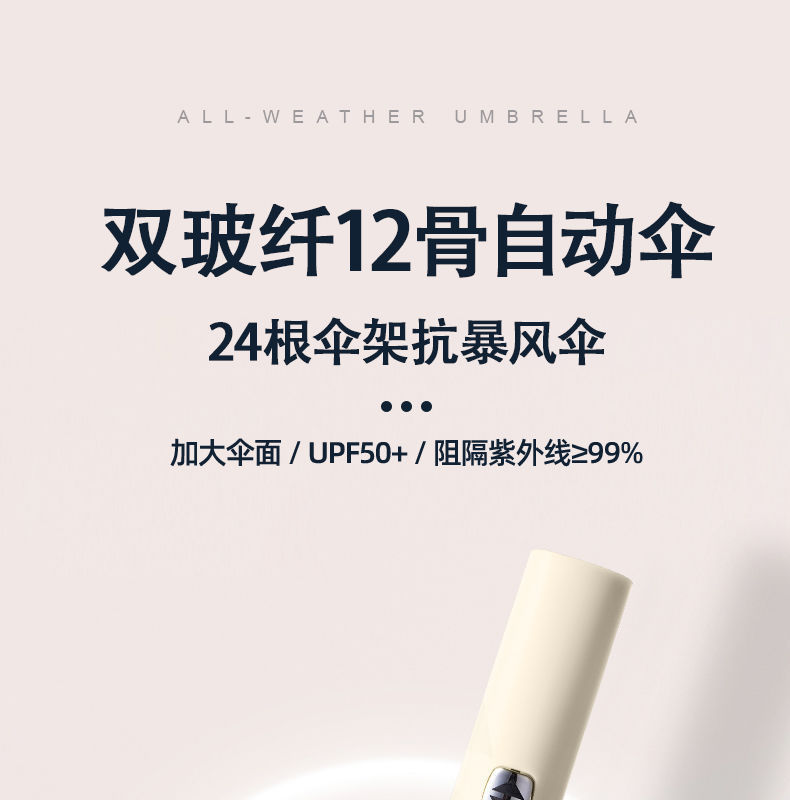 爆款折叠24骨全自动雨伞12骨双龙骨黑胶晴雨两用伞广告伞现货批发详情36