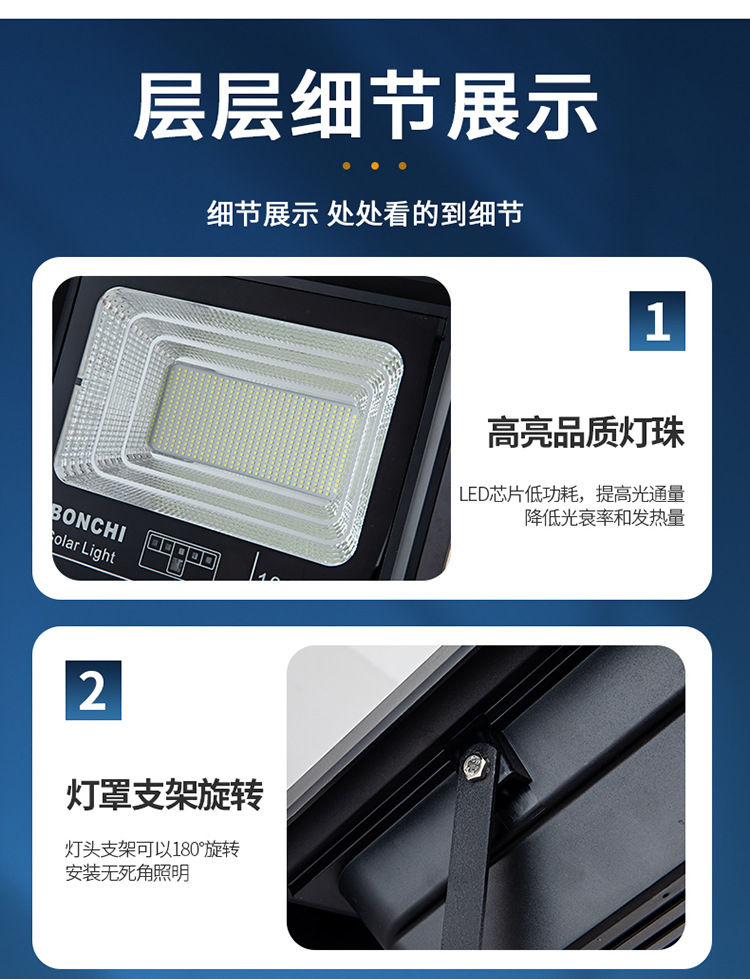 太阳能灯家用户外庭院灯太阳能投光灯新农村建设路灯LED超大功率详情13