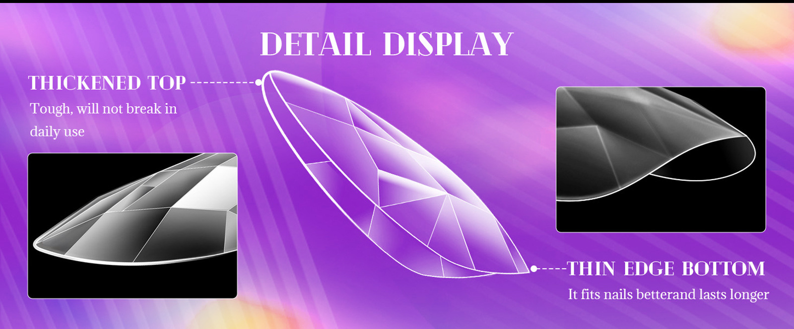 跨境欧美爆款3D菱形甲片杏仁甲芭蕾甲不规则透明假指甲片美甲批发详情9