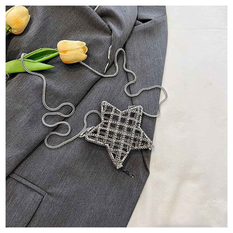 跨境2024夏新款小香风镂空金属星星包晚宴包单肩斜挎气质链条女包详情20