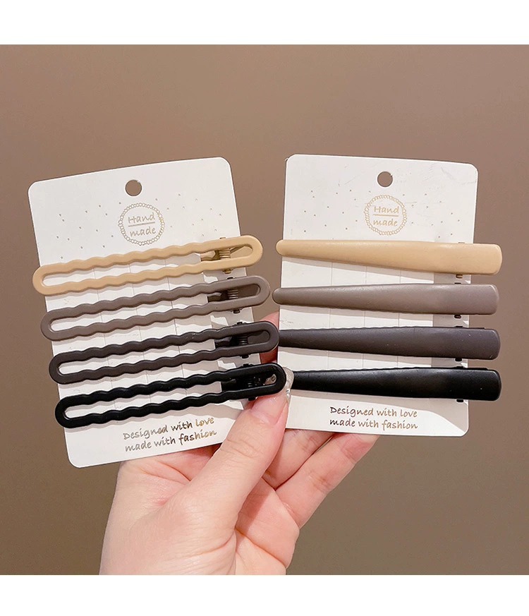 赵露思同款发夹咖色系侧边发卡刘海夹前额鸭嘴夹新款时尚简约发饰详情107