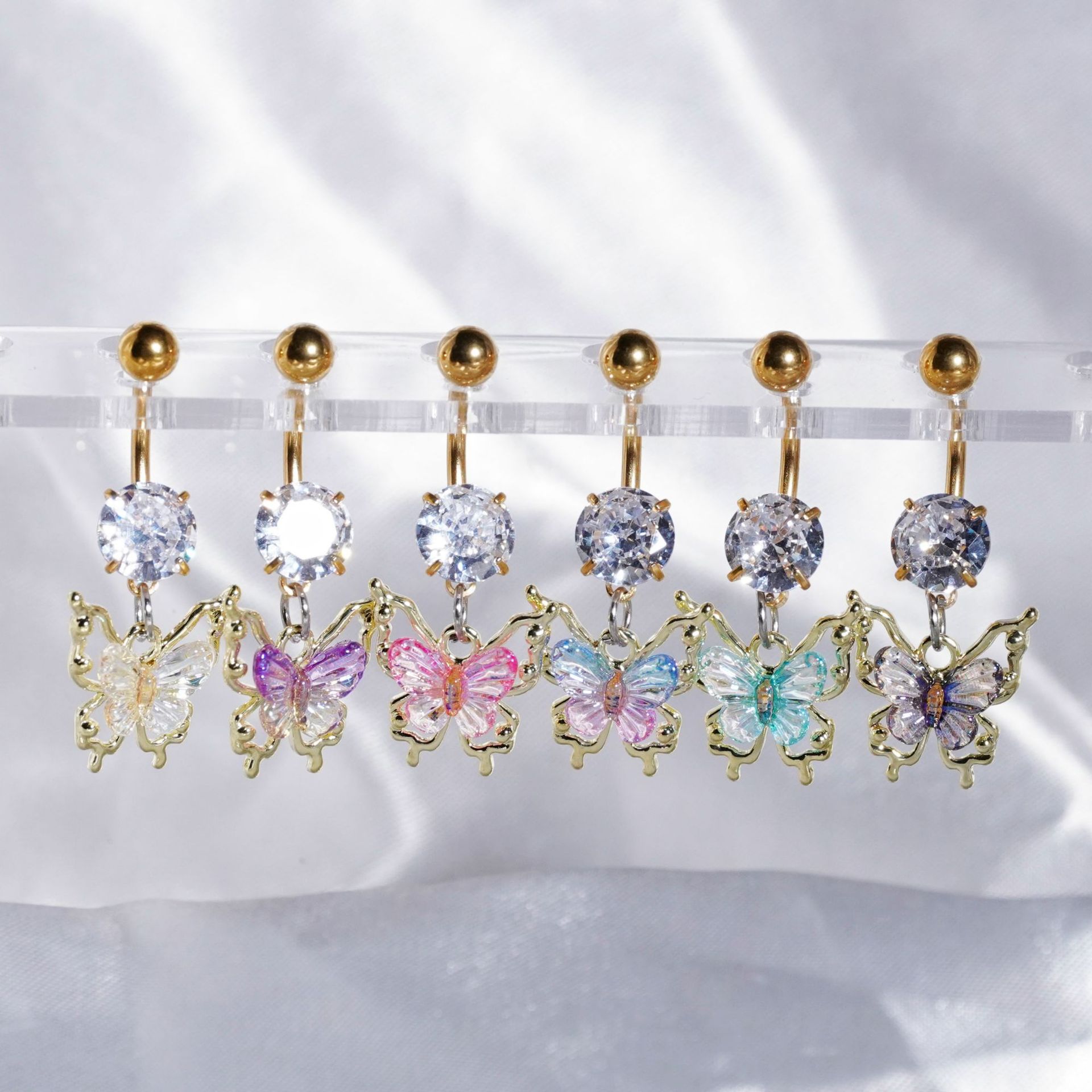 蝴蝶肚脐钉不锈钢肚脐环脐钉新款欧美跨境热销人体穿刺饰品ins风详情7