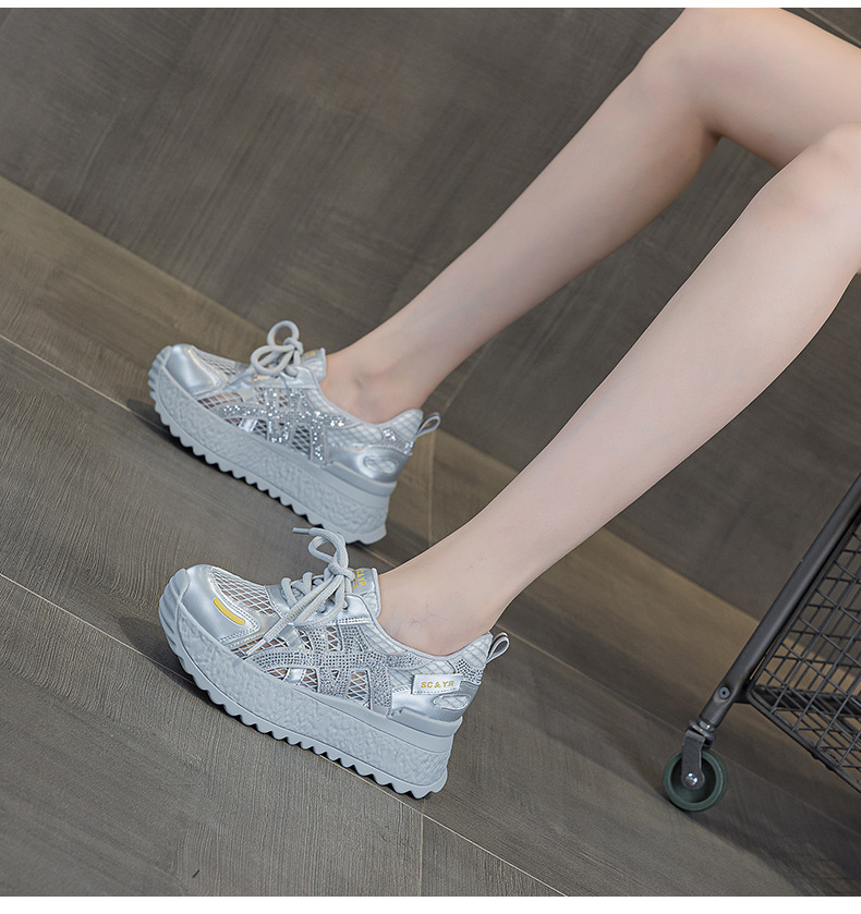 小个子厚底小白鞋女2025夏款轻奢爆款浅口透气运动增高休闲老爹鞋详情19