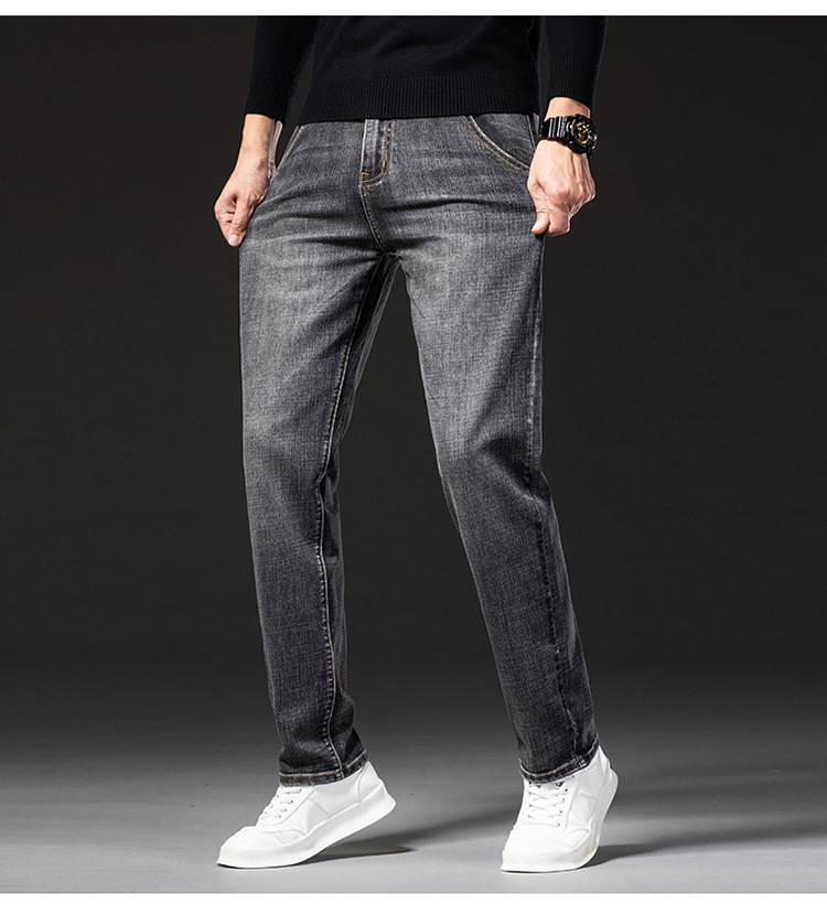 牛仔裤男秋冬商务直筒宽松弹力中青年长裤子男春秋款详情21