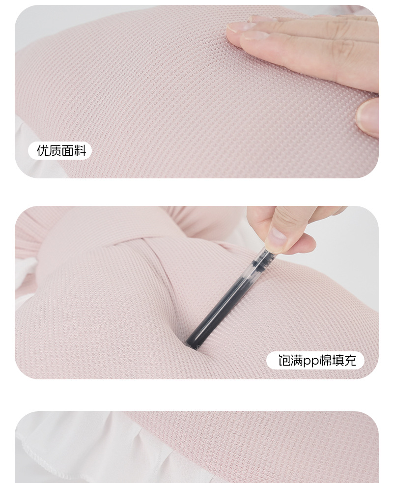 跨境简约可爱蝴蝶结蕾丝边靠垫客厅床头舒适透气抱枕详情7