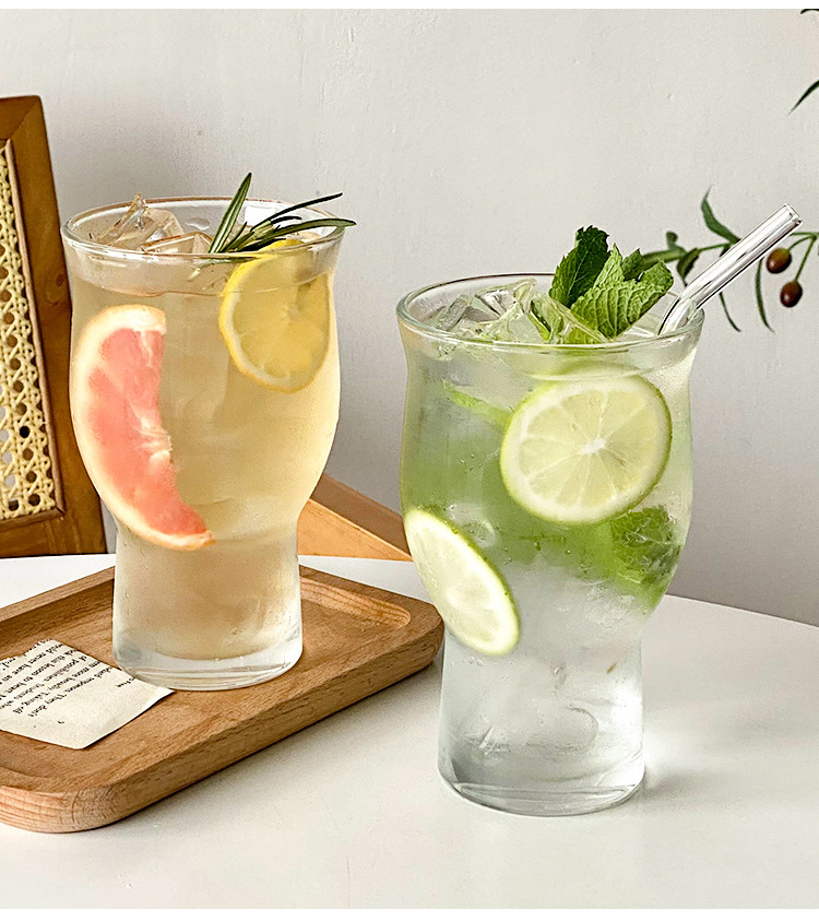 ins popular restaurant wide-mouthed fruit tea cups, extra-large capacity glass cups, milk tea drinks, juice cups, cold drink cups pic 5