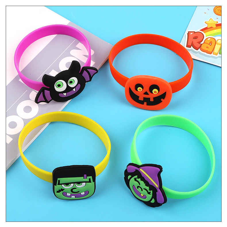 跨境爆款万圣节硅胶环南瓜蝙蝠幽灵儿童手腕带派对玩具现货批发详情1