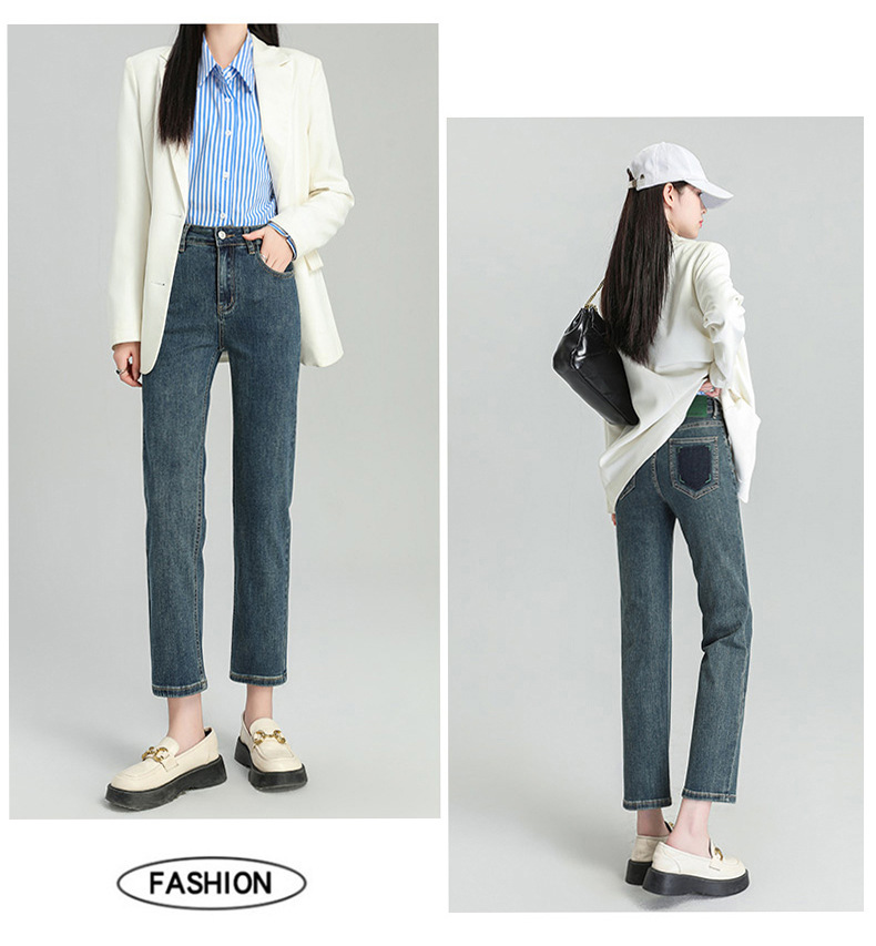 爆款超柔高腰小直筒牛仔裤女2024春季弹力黑色修身窄版烟管法棍裤详情24