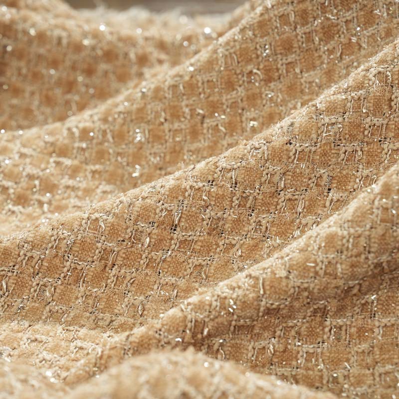 Mokashi checkered chanty fabric, brown tweed fabric for autumn and winter suits, hats, bags and accessories pic 6
