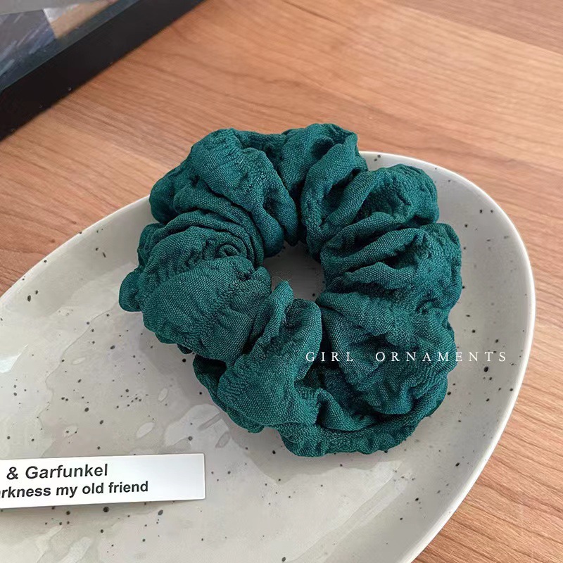 新款纯色泡泡皱柔软大肠发圈韩版简约褶皱复古网红百搭肥肠圈女详情24