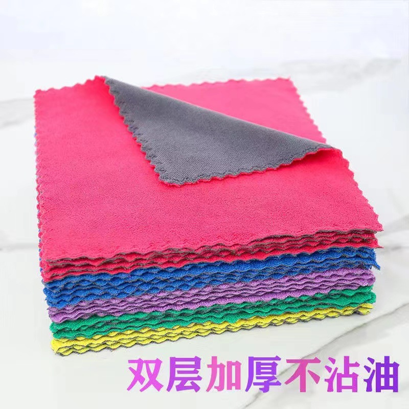 【 No. 2-12 】 Coral Fleece Edge Cleaning Cloths 2000 per piece, kitchen Absorbent cleaning cloths, dishcloths, hand towels, Scouring pads, Two-color edge Coral Fleece cleaning square towels, wholesale for one yuan pic 2