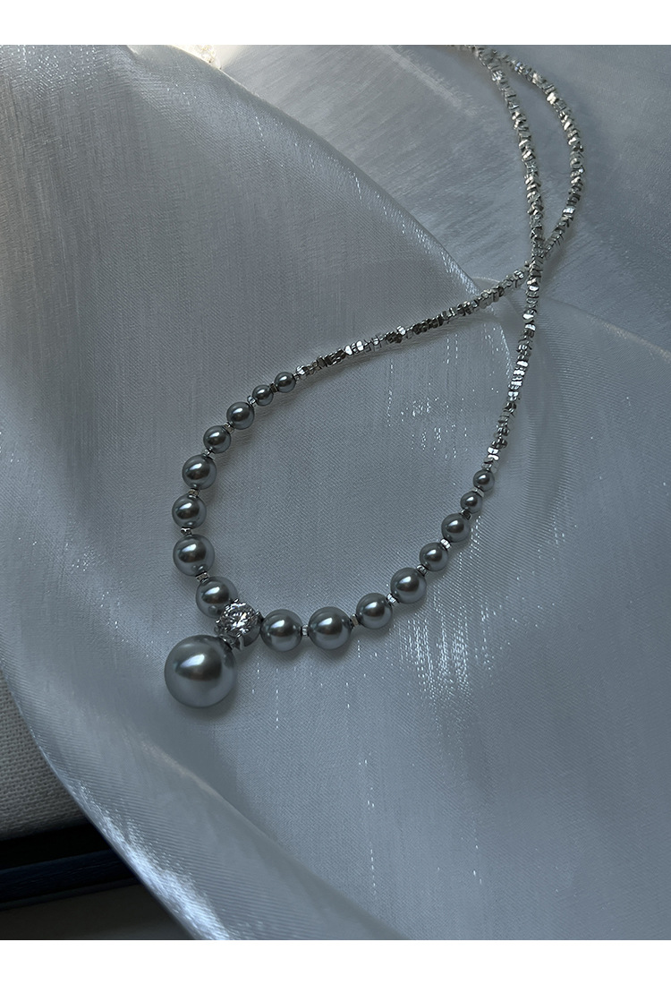 新中式碎银子王妃施家强光珍珠S925纯银渐变项链设计高级感锁骨链详情33