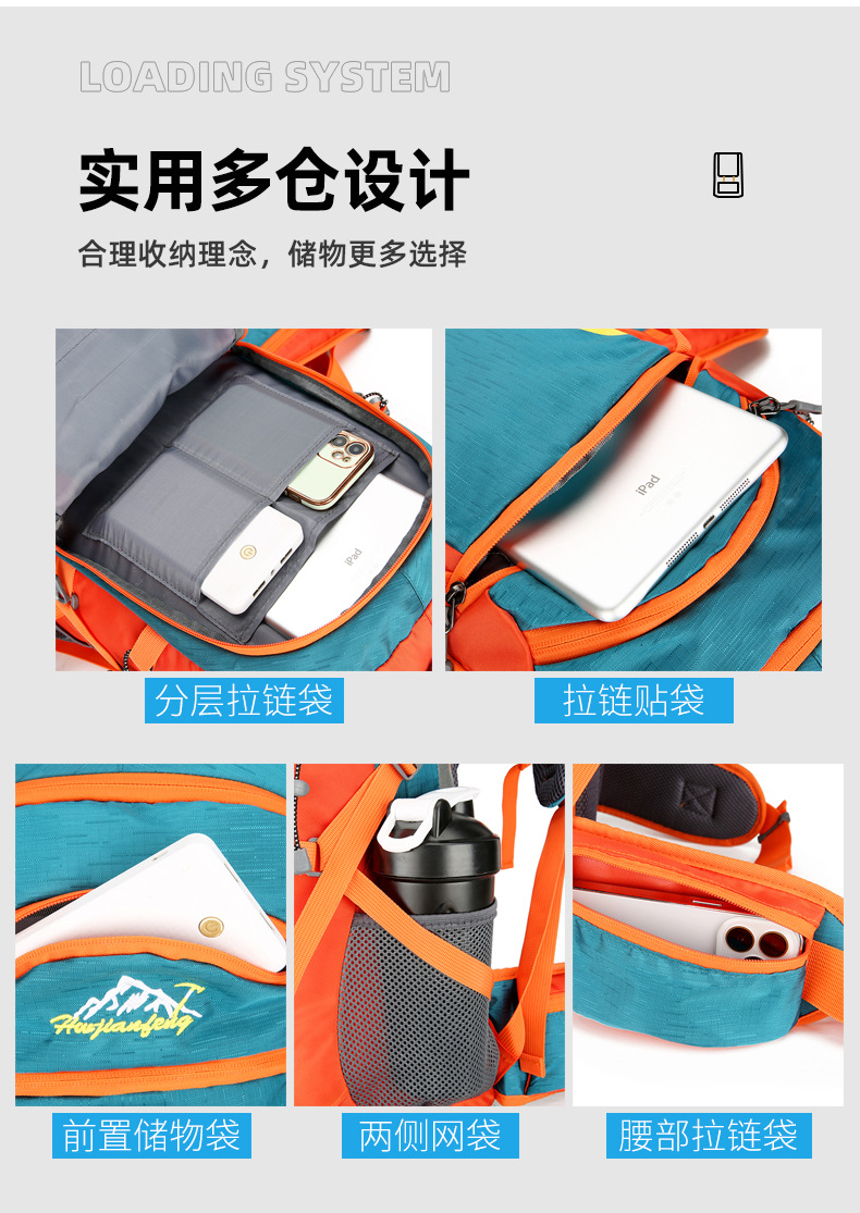 新款外贸登山包防泼水野营徒步包大容量户外休闲运动骑行包双肩包详情8
