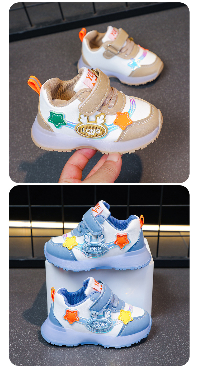 2024春秋季新款男童运动鞋皮面亮灯宝贝儿童鞋子女童鞋防水跑步鞋详情21