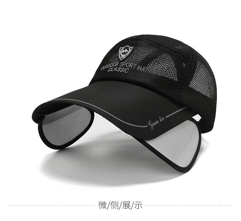 Summer pull-out brim net hat, fashionable, casual, sporty, trendy, sunshade and sun protection, embroidered letters, suitable for men, women, middle-aged and elderly pic 7
