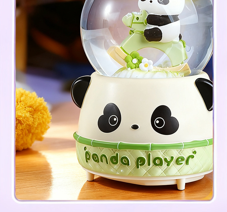 圣诞雪花球水晶球音乐盒木马熊猫女生新年节礼物飘雪摆件工艺品详情9