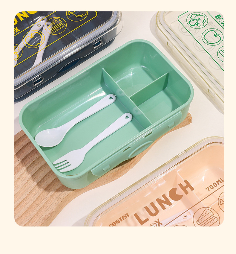 日式单层塑料饭盒批发微波炉分隔密封学生餐盒上班族便当盒详情10