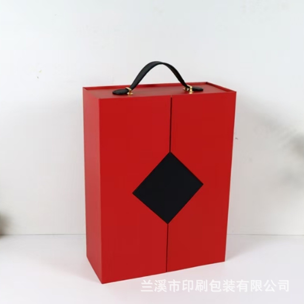 Creative one-piece hand-held folding wine box with magnetic flip cover, holiday gift box in stock for wholesale. It can be laid flat or folded pic 10