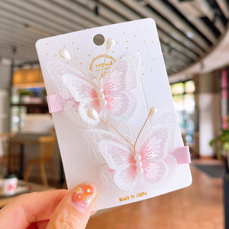 韩版小清新女童发夹双层刺绣蝴蝶结鸭嘴夹宝宝发卡少女古风对夹详情35