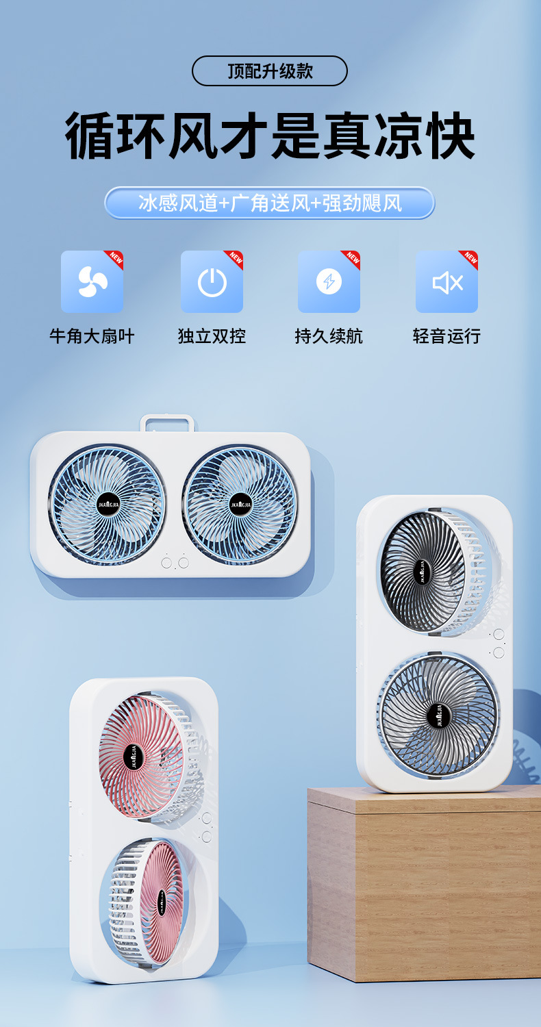 2025新款跨境夹子风扇桌面风扇usb充电款家用宿舍静音大风力风扇详情1