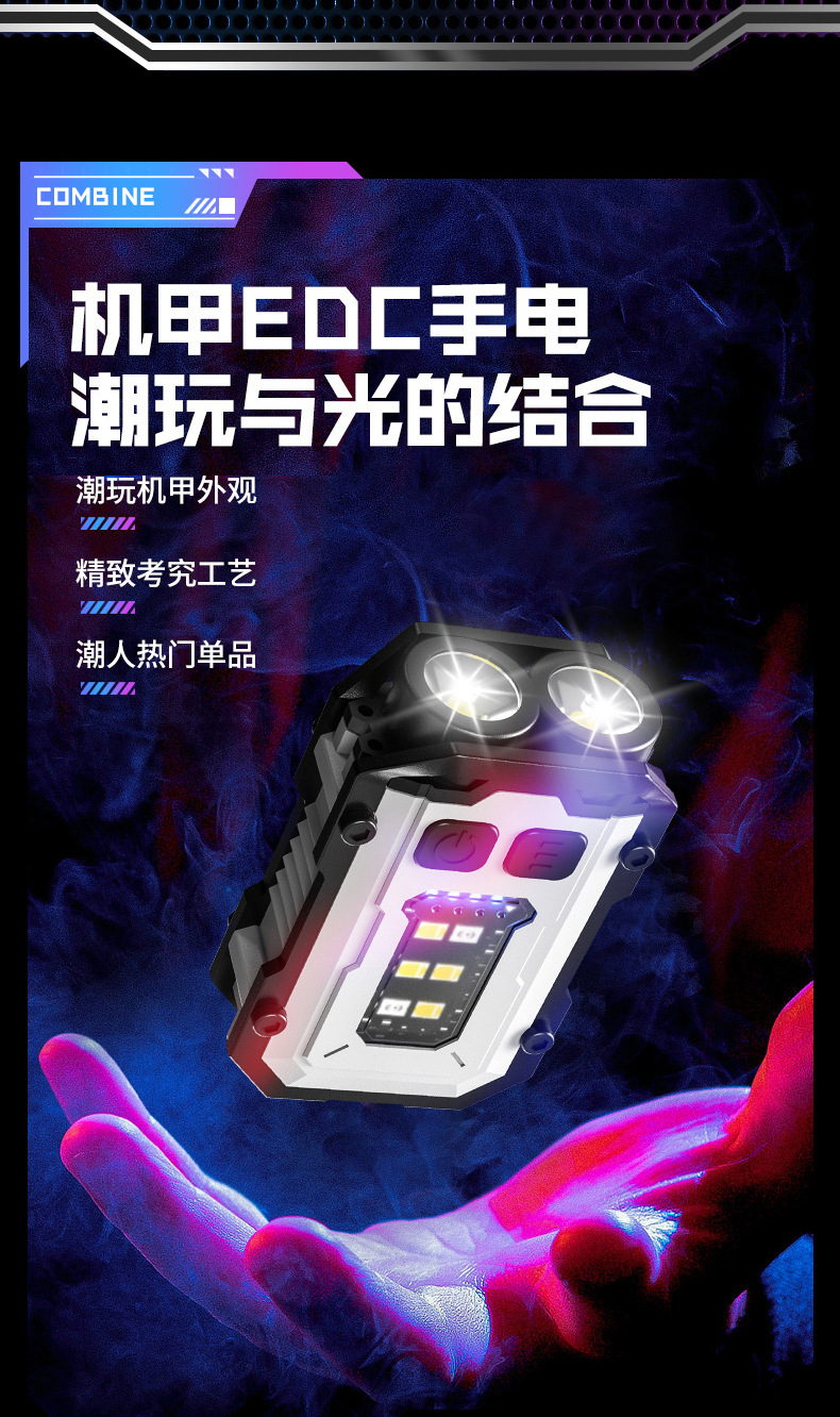 Cross-border multi-functional LED high-intensity flashlight, mini magnetic keychain lamp, USB charging outdoor cap clip lamp pic 8