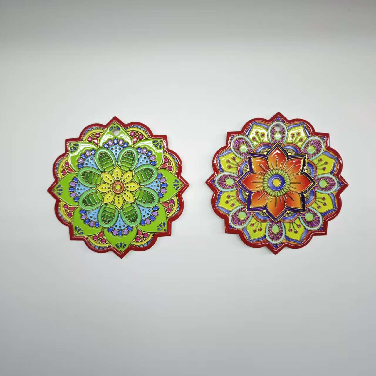 Multi-angled petal retro patterned ceramic 3D embossed and embossed coasters, home decorative, heat-insulating and waterproof coasters pic 4