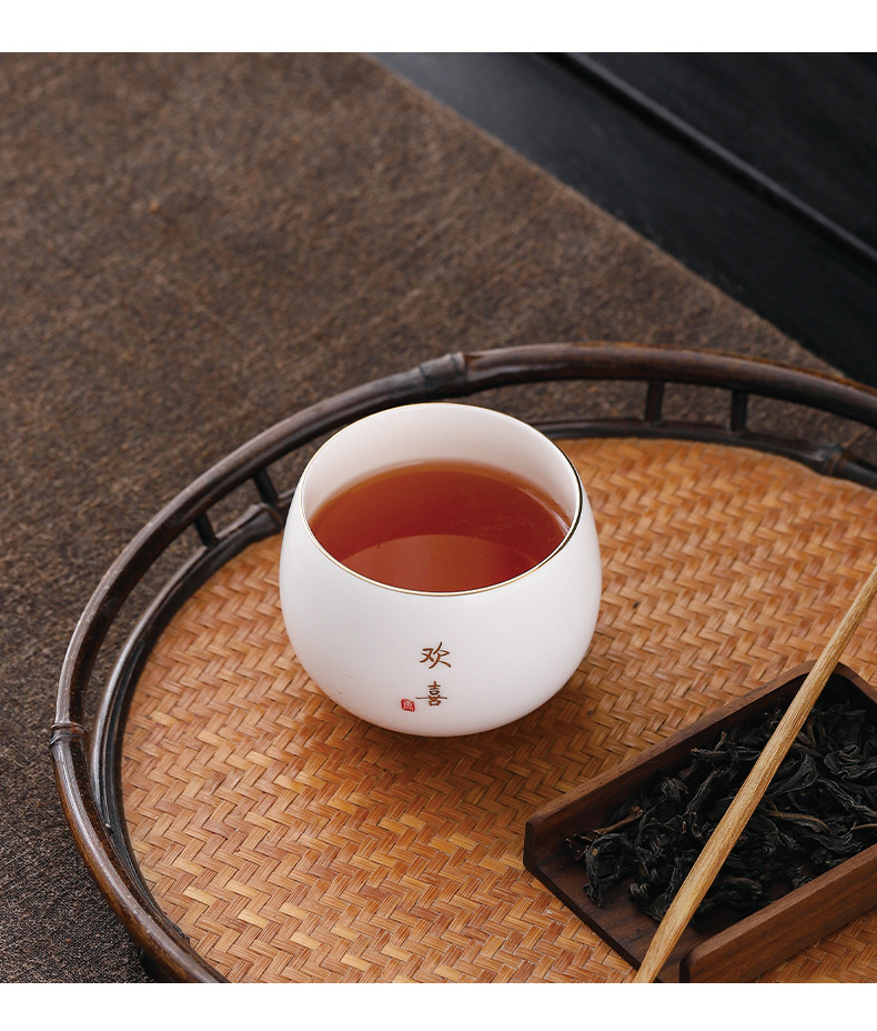 陶瓷主人杯单杯羊脂玉白瓷茶具品茗杯家用茶杯百家姓刻字logo礼品详情22