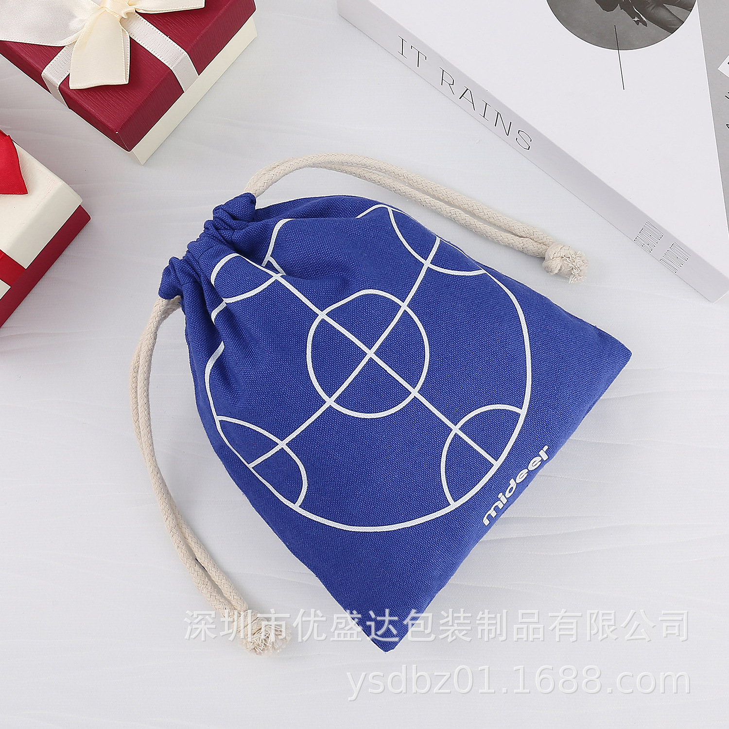 Wholesale all-cotton drawstring bags, high-end InS-style gift packaging canvas bags, printed polyester-cotton dust-proof drawstring bags pic 8
