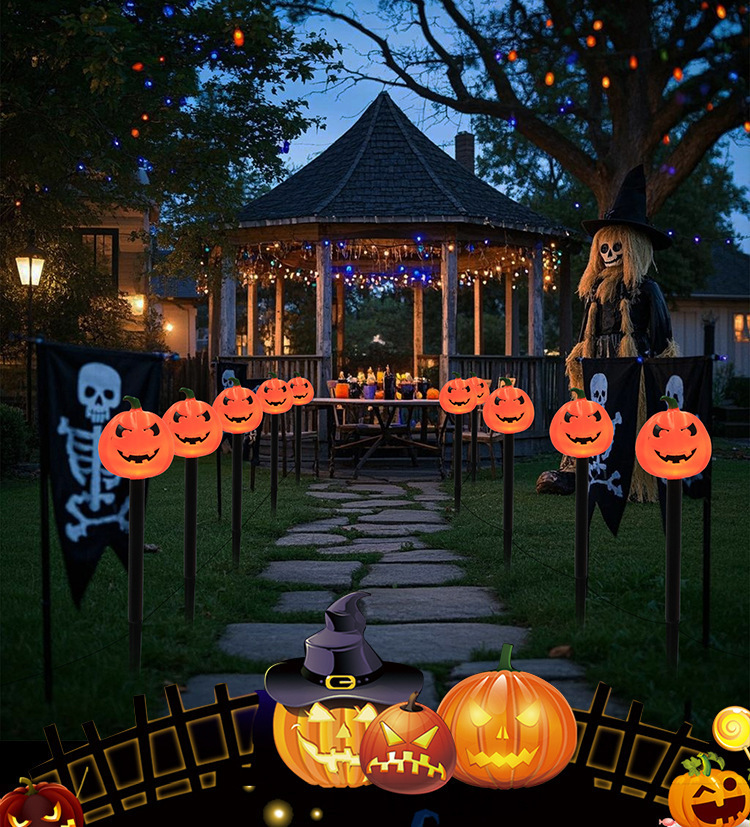 万圣节南瓜太阳能地插灯南瓜装饰庭院花园户外装饰万圣节地插灯详情1