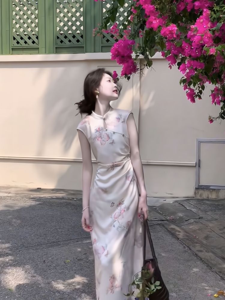 New Chinese-style green slimming and whitening cheongsam dress, a young and elegant summer dress with a light Chinese style and short sleeves pic 13