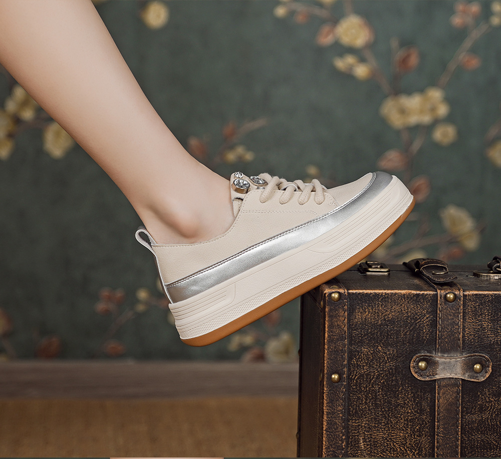 真皮休闲鞋女厚底增高2025春夏季新款复古板鞋百搭平底单鞋潮详情3
