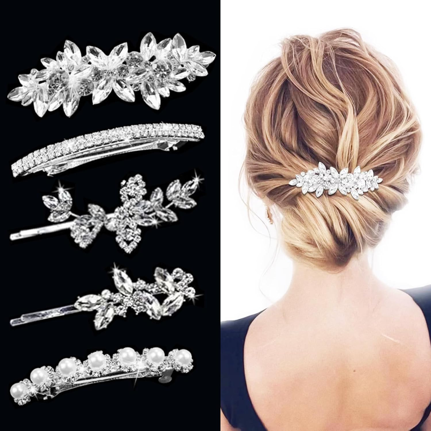 Wholesale of new cross-border elegant and stylish spring clips, alloy hair clips, rhinestone, Korean version of the back of the head ponytail clip headwear pic 33