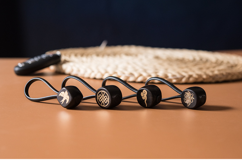 黑檀木创意钥匙扣嵌铜片祥云金丝燕中国结时尚饰品礼品YSK071详情10