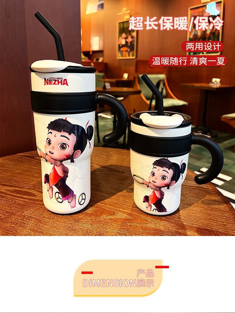 Taza de pajita con mango alto nivel de apariencia lindo 316 acero inoxidable de gran capacidad taza térmica nuevo estilo tazas al por mayor pic 5