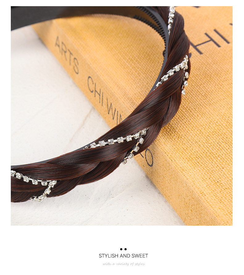 新款假发宽边发箍V钻麻花辫子女头箍遮白发减龄百搭发箍详情7