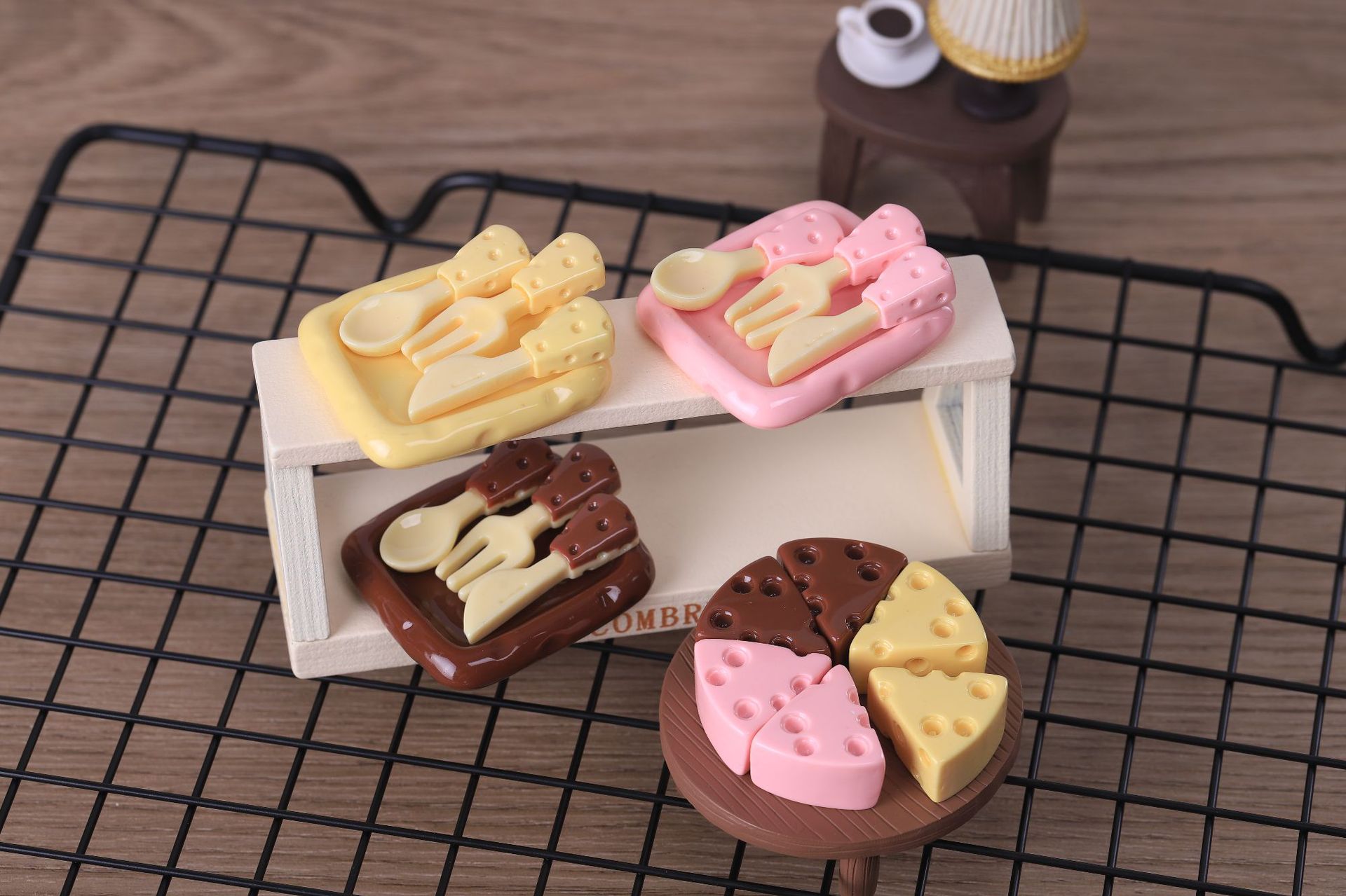 diy simulation food toys, cheese knives, forks, spoons, plates, miniature scene ornaments, keychains, resin jewelry accessories pic 13