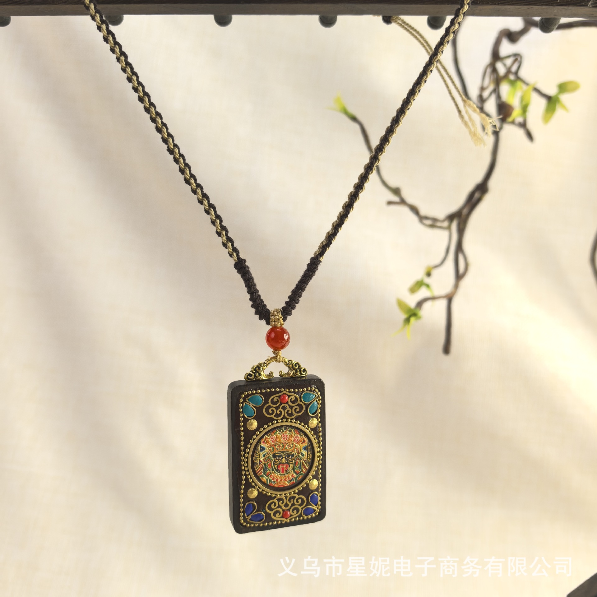 Nepalese Thangka pendant for men, green Tara Manjusri Bodhisattva, esandalwood Buddha amulet, retro necklace, sweater chain pendant for women pic 35