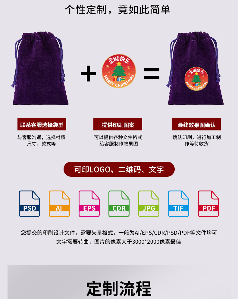 绒布束口袋批发 首饰珠宝文玩礼品包装袋 抽绳小布袋详情10