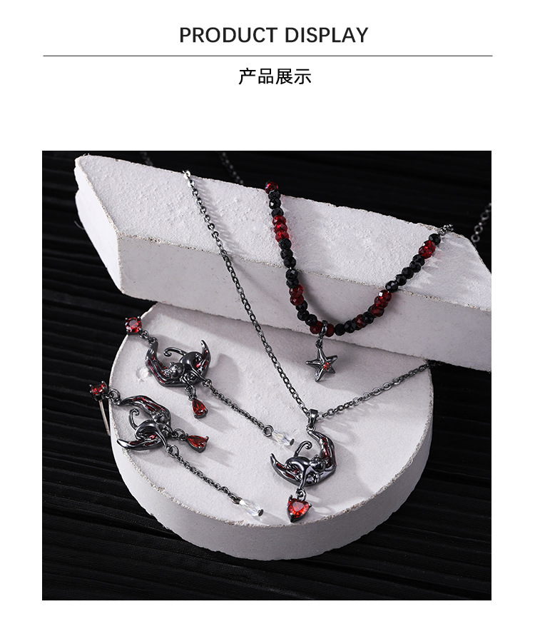 【定制】月坠赤猫系列耳环女原创设计暗黑高级感925银针耳饰批发 pic 10