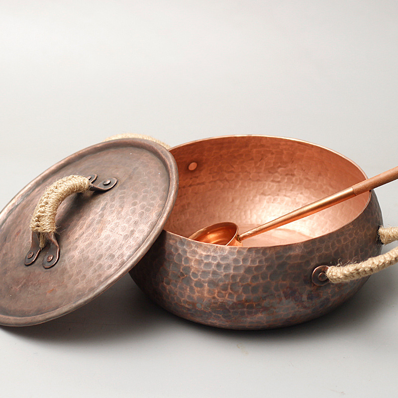 Copper hot pot for home use, thickened stainless steel pot base, copper hot pot set, suitable for family gatherings pic 4