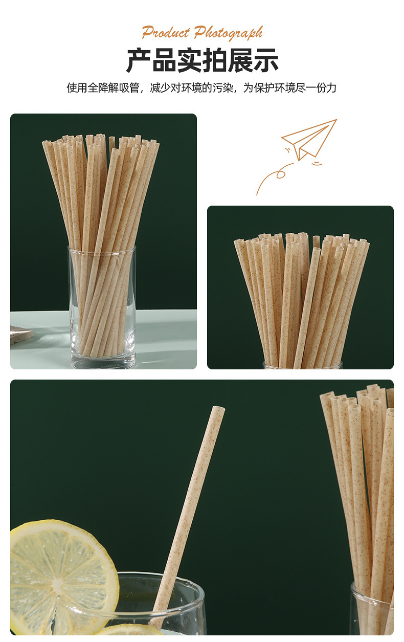 甘蔗渣吸管一次性生物降解降解PLa吸管支持LOGO独立包装详情5