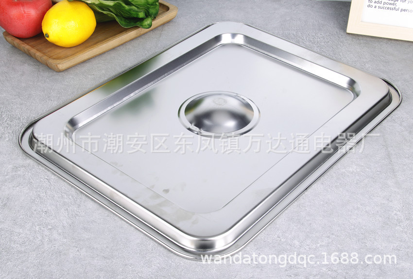 304不锈钢方盆长方形方盘自助餐份数盆加深平底托盘快餐菜盆带盖详情6