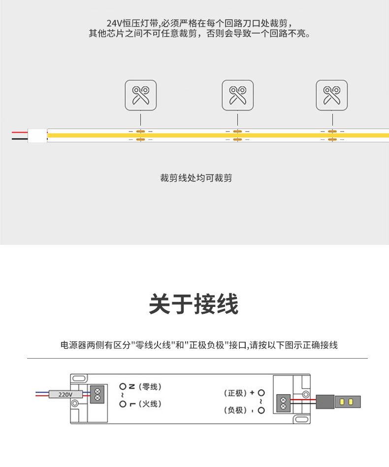 COB软灯带低压自粘高显指嵌入式线条家用客厅吊顶橱柜柔性led灯条详情10