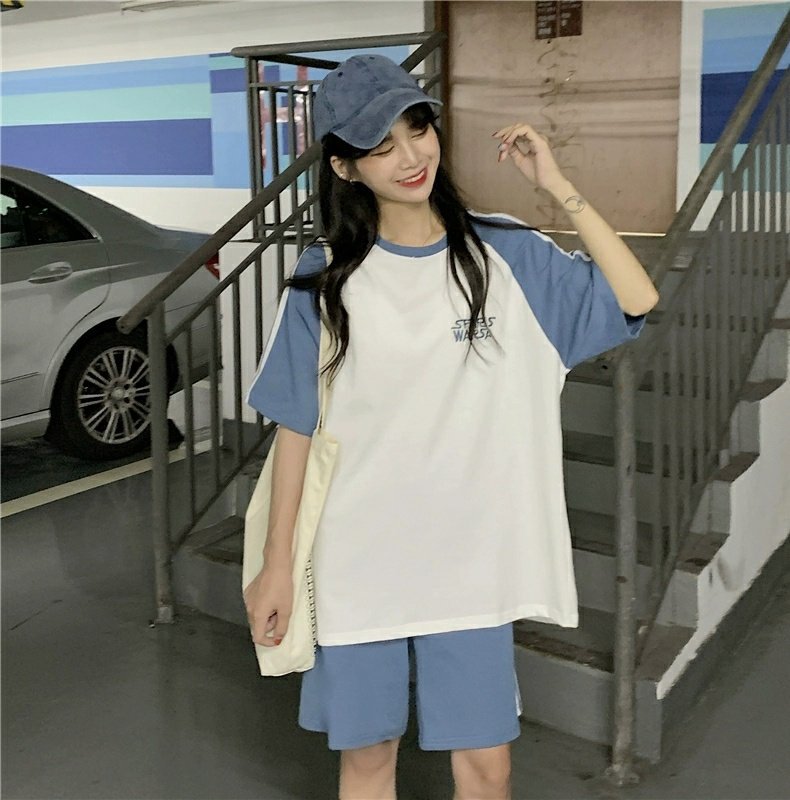 夏季跑步中考初中短袖休闲运动服套装女宽松短裤体育考试五分裤详情12