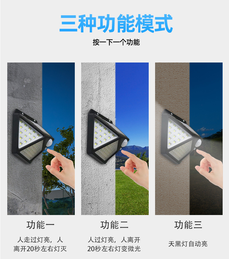 SH-100 LED solar outdoor sensor lamp, four-sided charging street lamp, wall lamp, solar lamp, solar energy saving pic 9