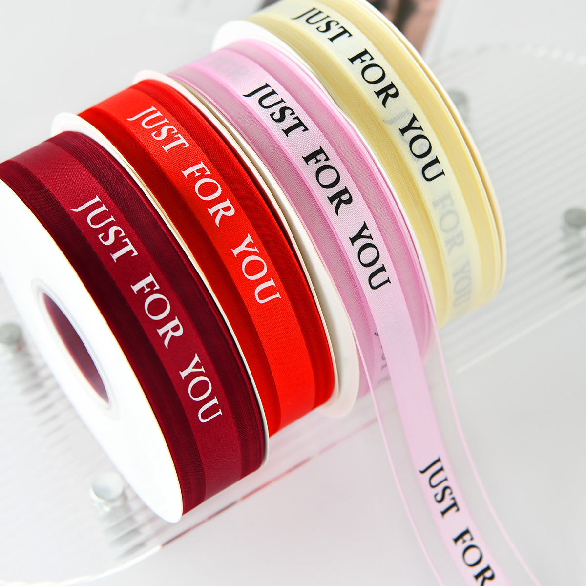 Factory direct sales: 2.5cm medium satin edge gauze English ribbon High-quality snow gauze ribbon flower packaging ribbon gift cake pic 10