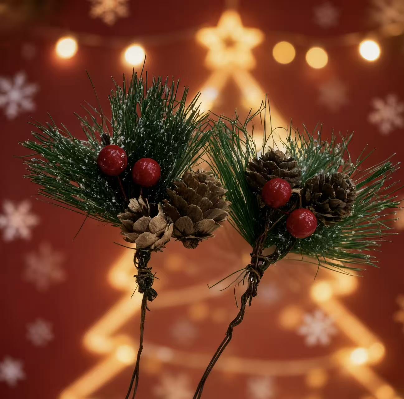 Cross-border new products: Christmas pine needle flower branches, pinecone red fruit decorative cuttings, DIY flower bouquet materials and accessories pic 5
