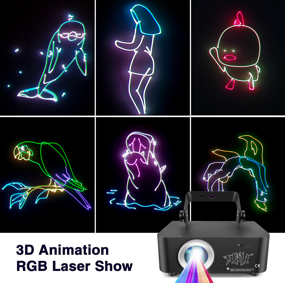 3D全彩动画激光灯舞台镭射投影KTV酒吧派对蹦迪闪光束迪斯科球详情9